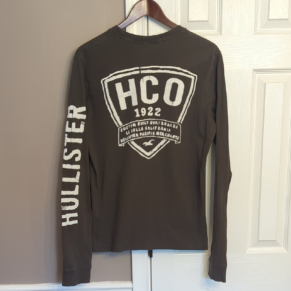 Men's Hollister HCO 1922 Gray Long Sleeve Shirt - Picture 3 of 6